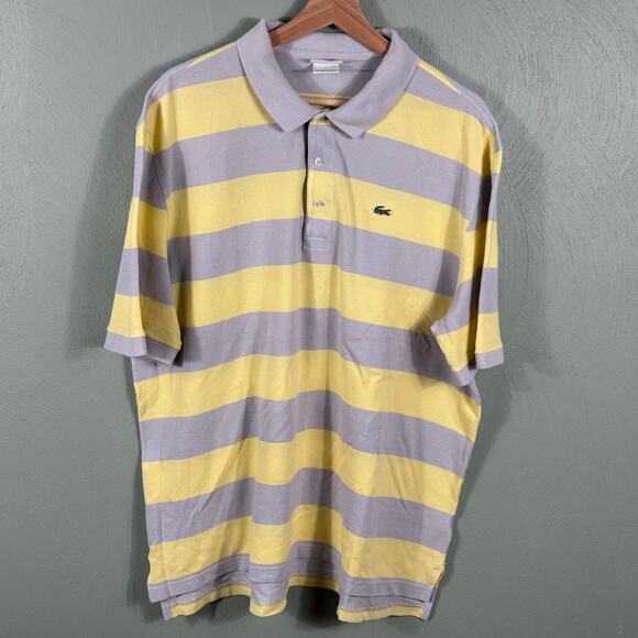 Lacoste Men's Size 8 Yellow Gray Classic Striped Casual Everyday Golf Polo Shirt - Picture 8 of 9